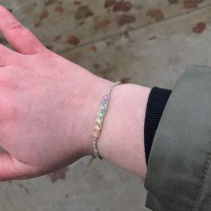 Kawaii Pastel Rainbow Wish Stackable Hemp Bracelet